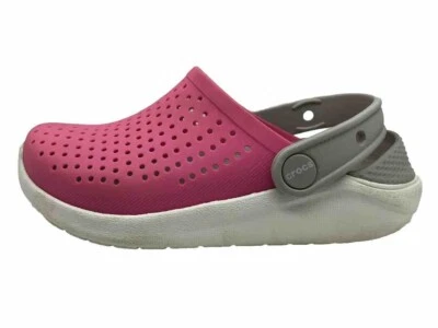 Crocs Literide Clogs Girls Size 13 Pink Grey White Youth - Image 1 of 4