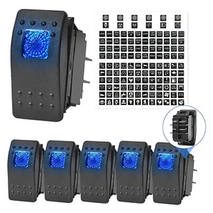 6x Rocker Switch 4 PIN SPST Blue LED Light Switches For Yamaha Golf Cart ATV UTV - Picture 1 of 7