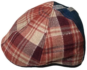Vintage Christys' Crown Flannel & Denim Scally Cap 6 Panel Pub Hat Newsboy Ivy - Bild 1 von 4