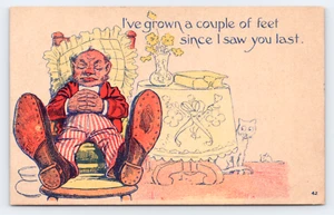 Napping Man 'Grown a Couple of Feet' Beach City OH c1907 Postcard Comic - Picture 1 of 4