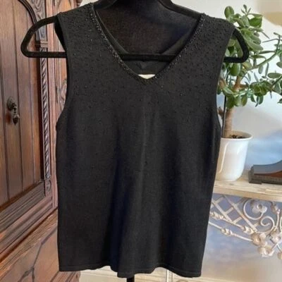 Silk Club Sleeveless Beaded Top 85% silk and 15% cashmere size M EUC - Image 1 of 4