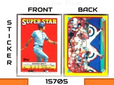 1-1988 TOPPS SUPER STAR STICKER BACK GEORGE BRETT & JOHN TUDOR CARD#41.13 !