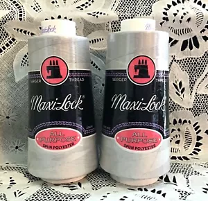 NEW 2 Silver maxilock 3000Yd spools 100% polyester overlock sewing thread TEX 27 - Picture 1 of 3