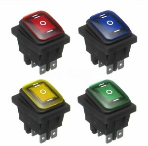 DC12 On-Off-On 6Pin Car Boat LED Light Rocker Toggle Switch Latching Water-Proof