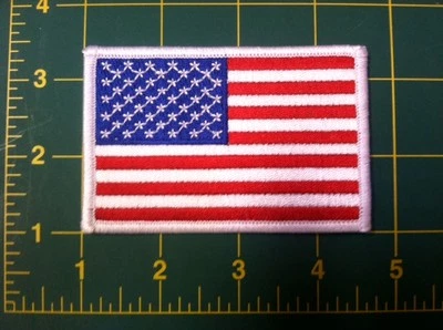 american flag patch white border US flag United States usa flag patch 3.5" wide - Image 1 of 2