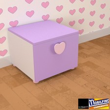Comodino cameretta bambina cuore cassettiera principessa design LILLA VIOLA PINK