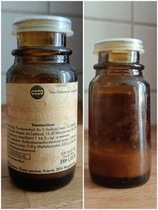 Vasotonikum VEB Esparma Magdeburg mit Restinhalt DDR Gefäß Fläschchen 1960 (?) - Bild 1 von 3
