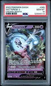 PSA 10 2023 POKEMON SWORD AND SHIELD CROWN ZENITH 065 HATTERENE V - Picture 1 of 2