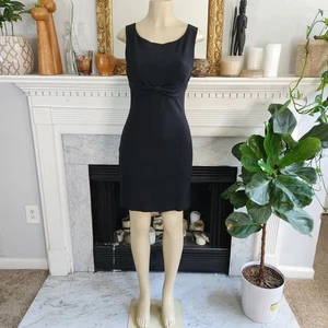 Mini Vestido Diane Von Furstenberg Negro DVF LBD Lazo Elastizado Bodycon Talla 6 - Imagen 1 de 8