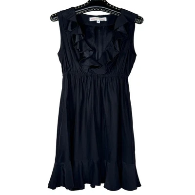 Amanda Uprichard Black Sleeveless Ruffle Silk Slip Dress Medium - Image 1 of 4