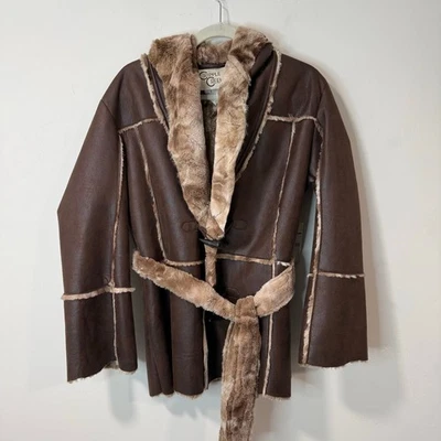 Cripple Creek Women's Faux Leather Jacket Faux Fur Lining Brown NEW Large - Image 1 of 4