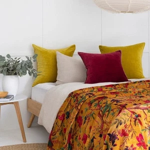Velvet Floral Quilt - Bird Paradise Mustard | Boho - Bild 1 von 3