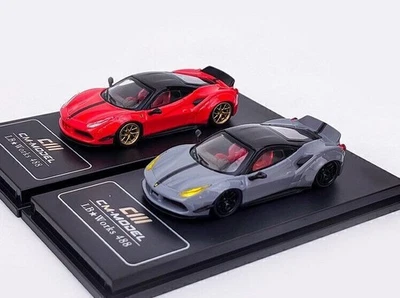 1/64 Alloy diecast car model Ferrari 488 grey red - Image 1 of 4
