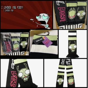 INVADER ZIM GIR HUNDEANZUG "DESTROY YOU" Streifen Fransen Schal! NEU! US VERKÄUFER! - Bild 1 von 7