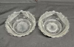 2 Vintage Mid Century Modern Clear Pressed Glass Candy/Nut Bowls Unmarked - Picture 1 of 7