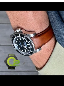 20 mm TIEFBRAUN Kalbsleder gebogen (angepasst) Band Armband Rolex Submariner GMT - Bild 1 von 13