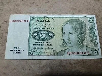 🇩🇪 Billete Alemania (OESTE) 5 marcos 1960 P-18a "vf" 061724-10 Foto 1 de 2