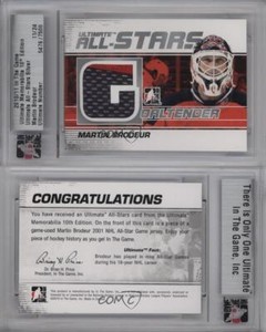 2010 ITG Ultimate Memorabilia 10th Edition All-Stars Silver /24 Martin Brodeur