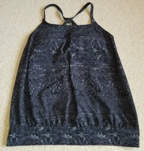 Womens Bathing Suit-LANDS' END-black/gray paisley nylon stretch tankini top-6 - Picture 1 of 5