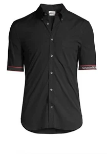 ALEXANDER MCQUEEN Men's Cotton Button-Down Shirt Black Size 15.5 Neck Small - Picture 1 of 8