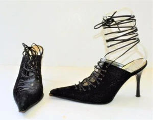 Authentic Arte Italy Dress / Coctail Black Stiletto Suede Shoes EUR 38 US 7,5-8 - Bild 1 von 5