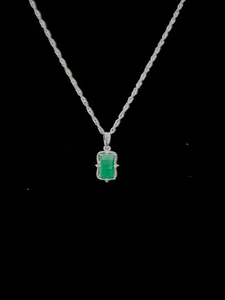 Green Onyx With 0.08ctw Zircon Rhodium Over Sterling Silver 925 18"+2" Ext - Picture 1 of 6
