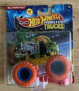 2024 Mattel Hot Wheels Monster Truck Will Trash It All With Crushed Car New 2025 - Picture 1 of 9