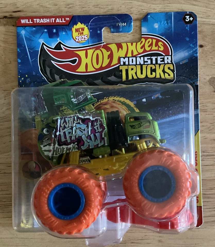 2024 Mattel Hot Wheels Monster Truck Will Trash It All With Crushed Car New 2025 - Image 1 of 4