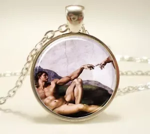 THE CREATION OF ADAM OLD MASTERS PENDANT BY LEONARDO DE VINCI UNISEX GIFT NEW - Picture 1 of 1