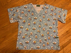 Uniform Advantage Scrub Top Goldfish Bowls Fun Novelty Print Sz Medium Cute - Picture 1 of 5
