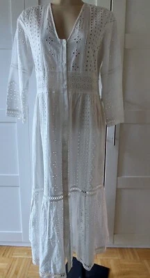 ZARA DAMEN KLEID MIT LOCHSTICKEREI GR XS /S Weiß NEU - Bild 1 von 4