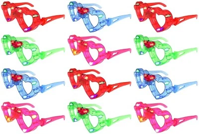 Набор из 12 мигающих светодиодных многоцветных игрушек «ФОРМА СЕРДЦА» с подсветкой для шоу вечеринок - Изображение 1 из 2