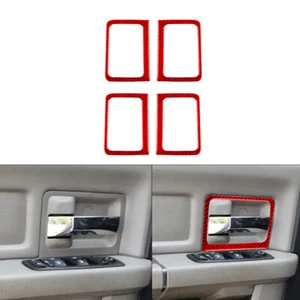 4Pcs Red Carbon Fiber Door handle Cover Trim For Dodge RAM 1500 2009-2012  - Picture 1 of 20