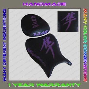 Custom (Black+Purple+Glow-effect) Seat Cover Suzuki Hayabusa 2008-2020 (2Gen) - Picture 1 of 10