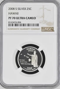 2008 S Silver Hawaii State Statehood Quarter 25C NGC PF70 Ultra Cameo - Picture 1 of 2