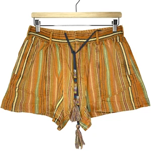 Free People Kahuna Pull-On Harem Shorts Women XS Orange Sunset Stripe Boho Beach - Picture 1 of 13
