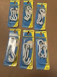 24 Pack Cup Hooks Vinyl Coated Screw-in Ceiling Hooks 2" Screw Hooks White - Picture 1 of 6