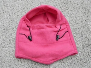 PULL OVER PINK FLEECE HEAD HOODIE SOFT WARM COVERS NOSE - Picture 1 of 7