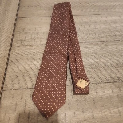 Corbata De Colección Ajustada 2.5" Pierre Cardin Para Hombres Marrón Lunares + Patrón MCM Foto 1 de 4