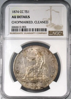 Dólar comercial 1874 CC con marcas de corte - ¡Detalles como nuevos certificados por NGC!! Foto 1 de 3