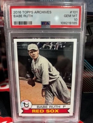 2016 TOPPS ARCHIVES BABE RUTH BASEBALL CARD BOSTON RED SOX PSA 10 SP - Image 1 of 2