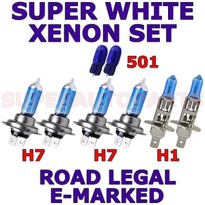 FITS SEAT IBIZA 2002-ON SET H7 H1 H7 501 SUPER WHITE HALOGEN LIGHT BULBS - Picture 1 of 1