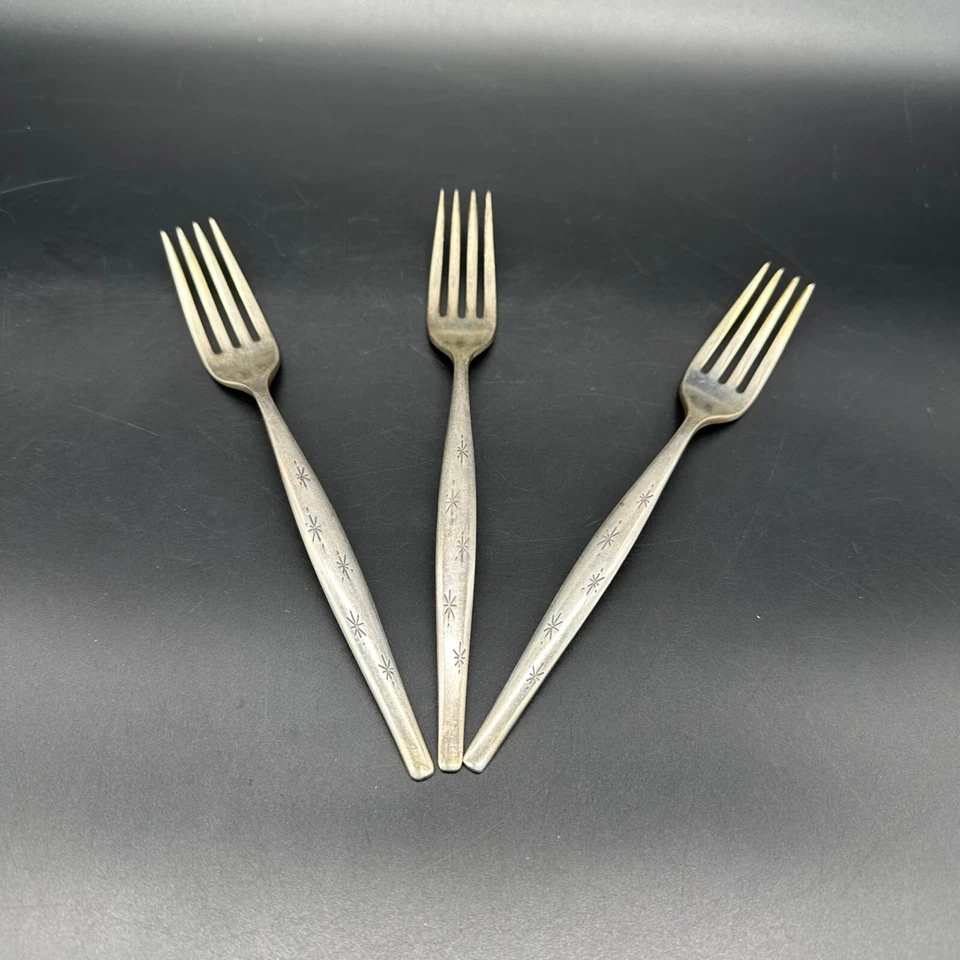 Vintage Gorham Sterling Silver Stardust Forks Mid Century Modern Atomic Flatware - Image 1 of 4