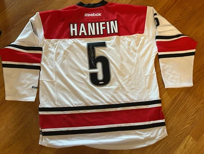NOAH HANIFIN Autographed Signed AUTHENTIC REEBOK CAROLINA HURRICANES JERSEY UDA - Image 1 of 4