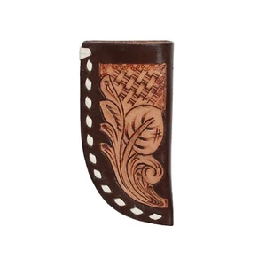 MESSERSCHEIDE Wild Leaf Schausteller verziertes Leder Maße 4 1/2" x 2" - Bild 1 von 2