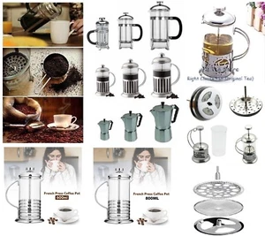 GLAS KAFFEETIERE KAFFEE PRESSE KOLBEN EDELSTAHL KANNE GEMAHLEN FILTERMASCHINE - Bild 1 von 14