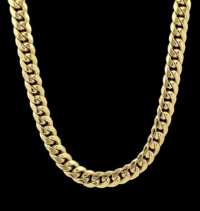 Real 14K Yellow Gold Chain Necklace 24 inch Miami Cuban Link 7mm Mens 14K SALE - Picture 1 of 12