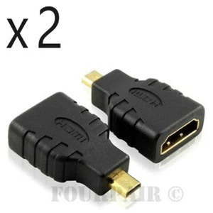 2pcs Micro HDMI Male to HDMI Female Adapter Converter GoPro Hero Black 4 5 6 7 8 - Picture 1 of 3