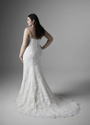 NUEVO Vestido de novia Maggie Sottero Fit & Flare encaje con cuentas + velo floral 3D de 2 niveles Foto 1 de 4