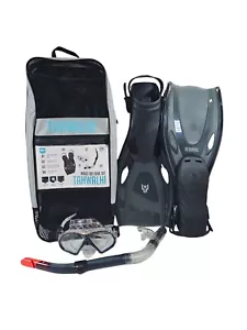 Snorkel Mask & Fins Diving Set Adult L - XL with Backpack Carry Case Scuba Swim - Picture 1 of 12